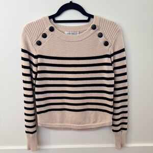 Ivory Striped Sweater with Buttons